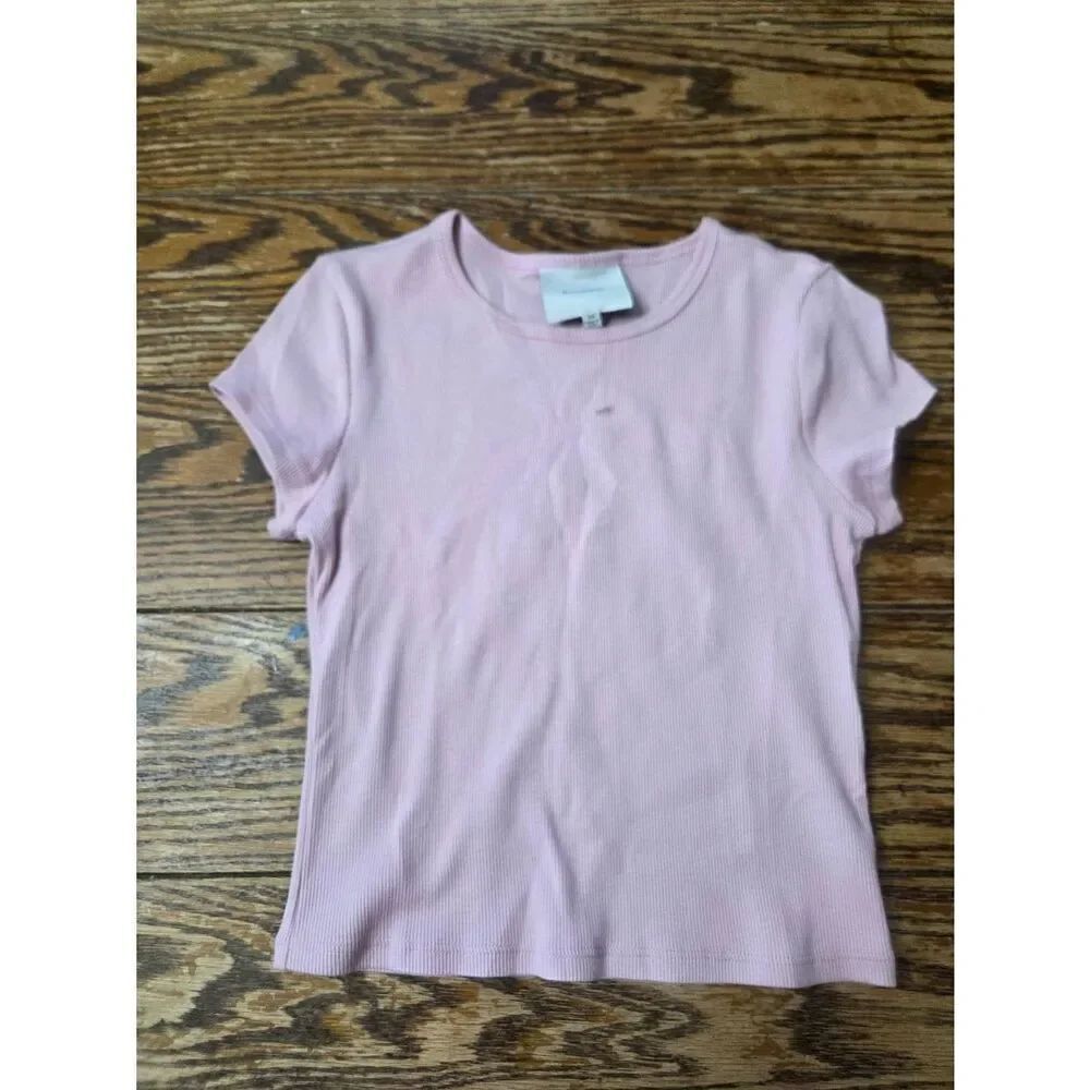 Reformation Cropped Classic Crew Tee in light pink sz XS